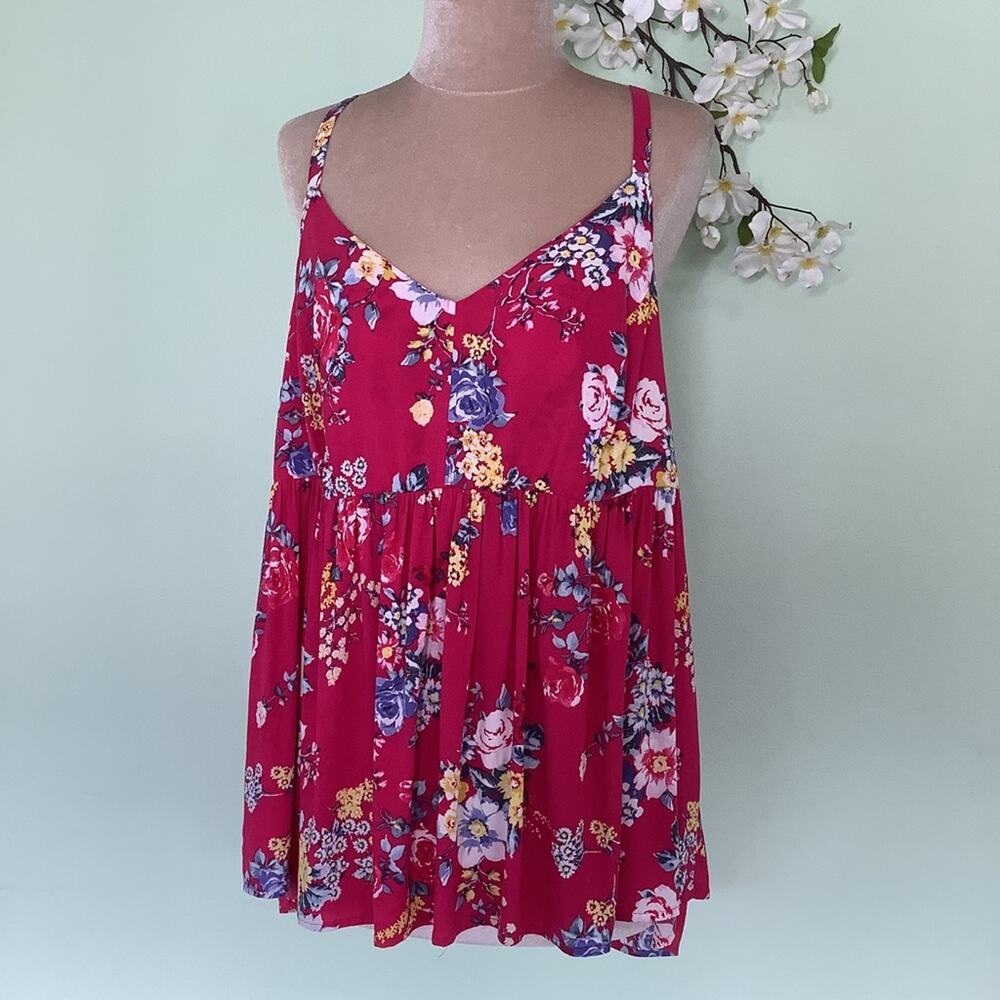 Torrid Floral Sweetheart Challis Racerback Swing Tank Top Babydoll Empire Waist